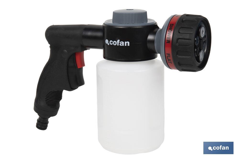 Imagen Adicional de Pistola de riego con 6 posiciones ajustables y depósito para dispensador de jabón de 500 ml