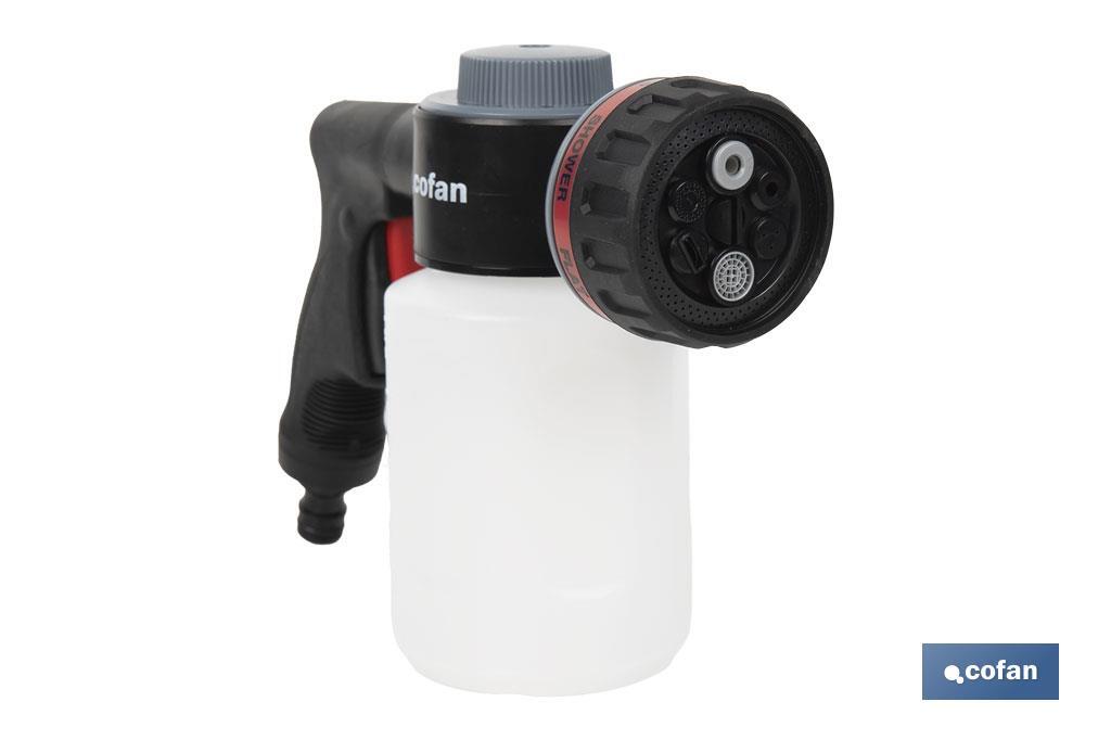 Imagen Adicional de Pistola de riego con 6 posiciones ajustables y depósito para dispensador de jabón de 500 ml