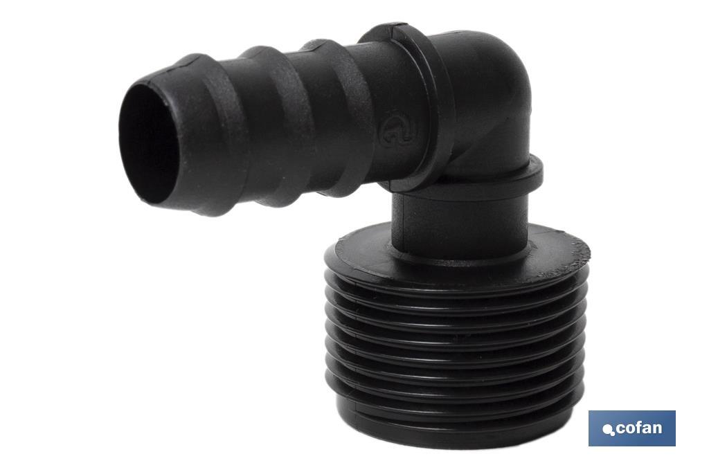Imagen Adicional de Conector en forma de Codo con Rosca Macho 3/4'' color Negro