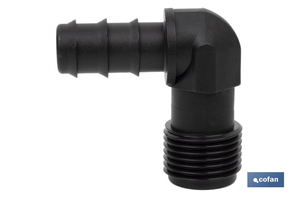 Imagen Adicional de Conector en forma de Codo con Rosca Macho 3/4'' color Negro