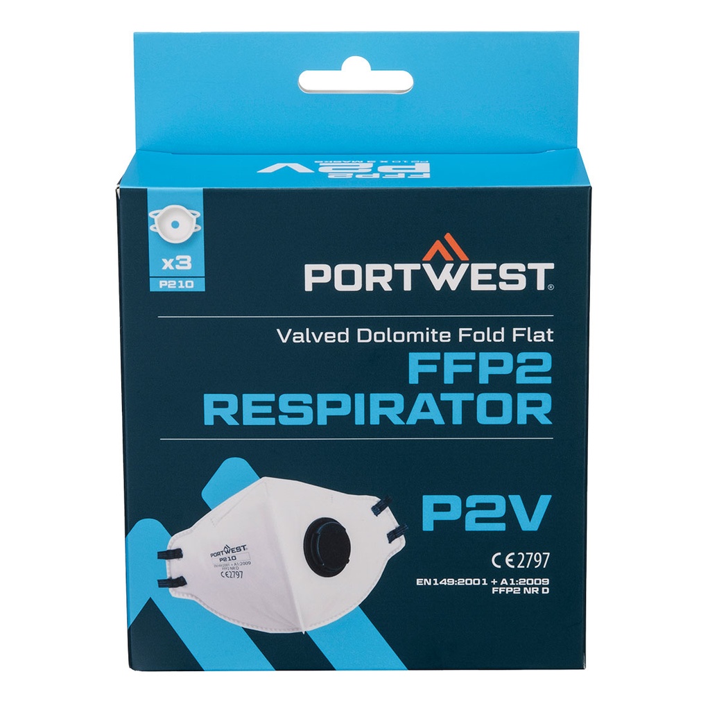 P210 - Mascarilla Dolomite plegable con válvula FFP2 (Pack 3)
