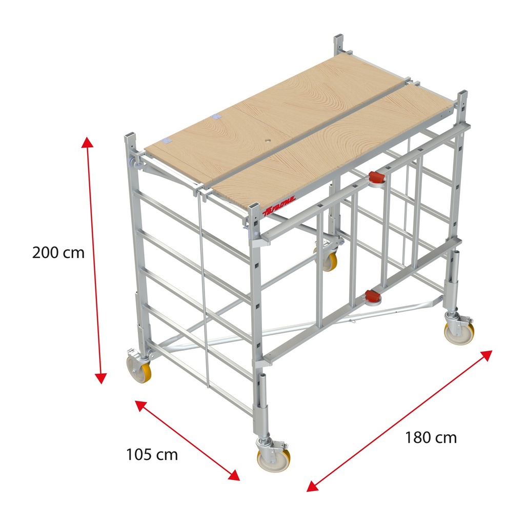 RAPIDO 180 ANDAMIO DE ALUMINIO CON RUEDAS REGULABLES Y PLATAFORMA DE 105X180 CM