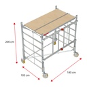 RAPIDO 180 ANDAMIO DE ALUMINIO CON RUEDAS REGULABLES Y PLATAFORMA DE 105X180 CM