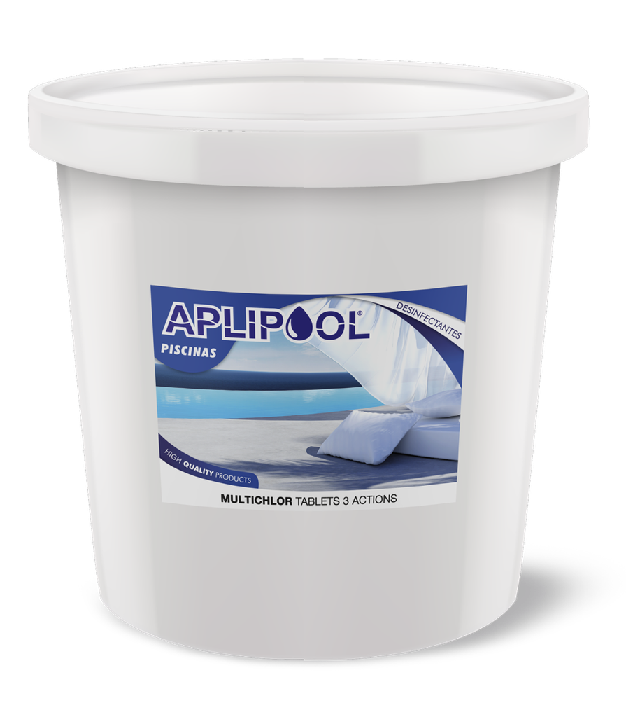 Pastillas de cloro Multichlor Aplipool 3 acciones – bote 25 kg.