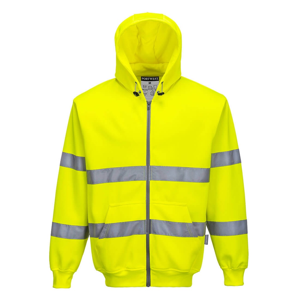 B305 - Sudadera de alta visibilidad con capucha y cremallera