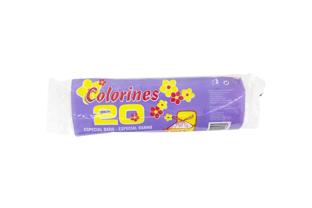 Bolsa basura 20L baño blanca 45x47 rollo 20 uds