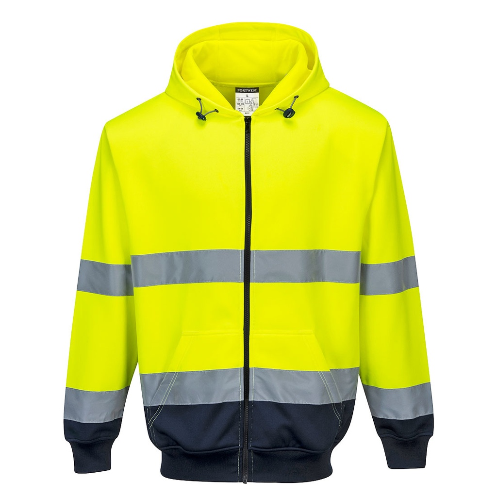 B317 - Sudadera con capucha y cremallera de alto contraste