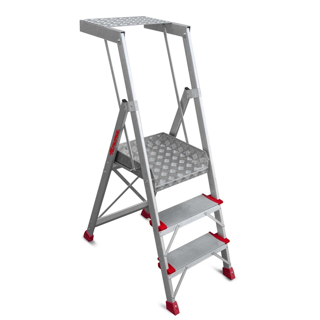 PL-PICK Escalera plegable con amplia plataforma de trabajo y bandeja superior
