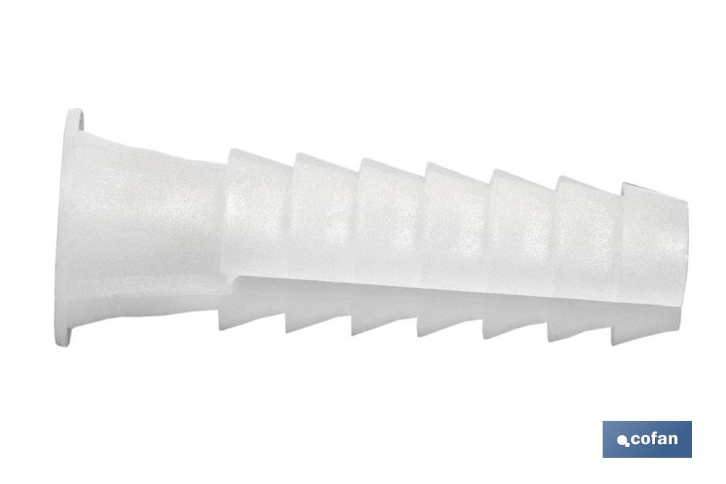 Taco de LDPE blanco estriado