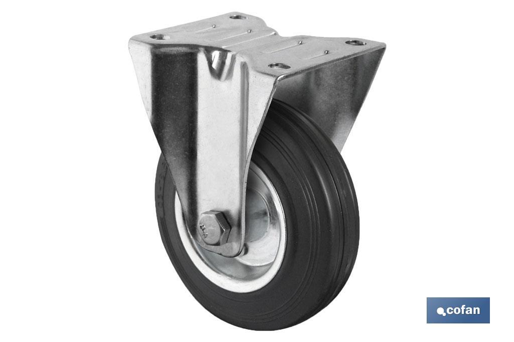 Rueda de goma y metal con soporte fijo