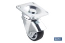 Rueda de goma gris con placa giratoria