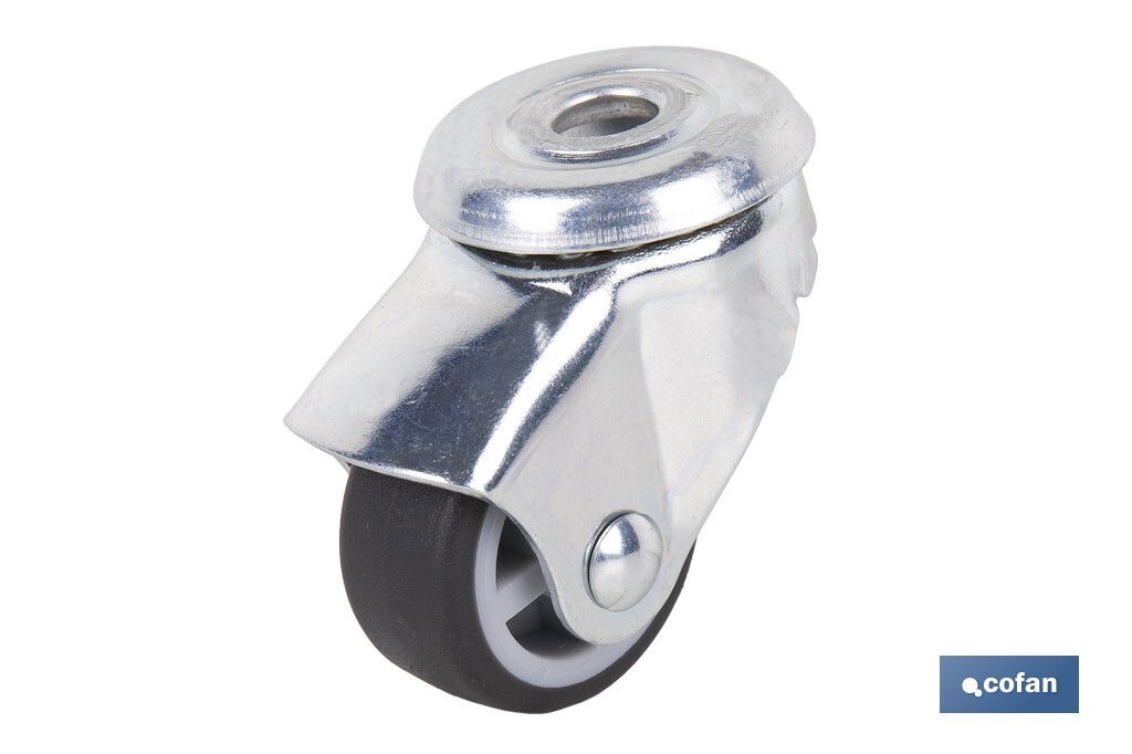 Rueda de goma gris para tornillo pasante