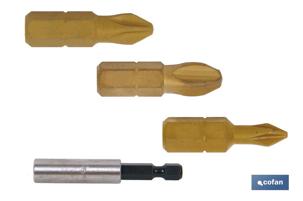 Kit de puntas de Titanio para atornillar y adaptador