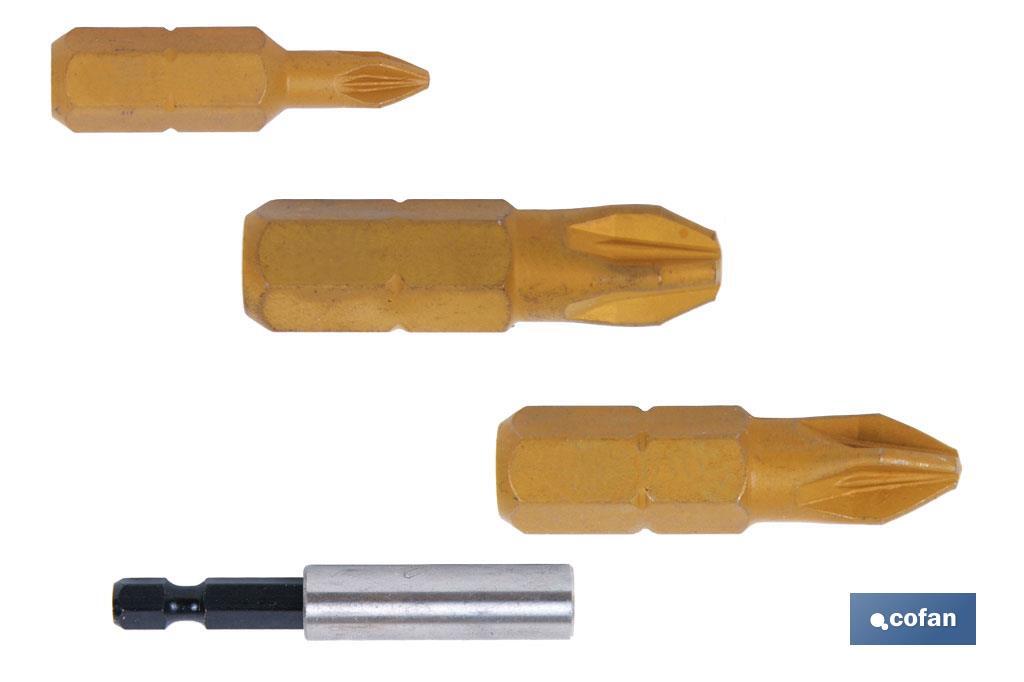 Kit de puntas de atornillar de Titanio y adaptador