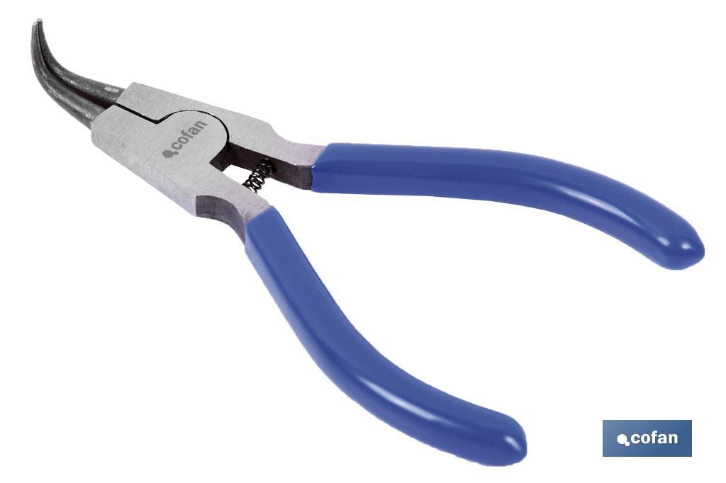 Alicates para arandelas con circlip exterior curvo