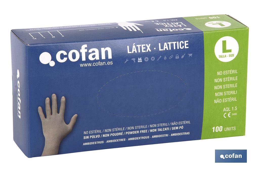Caja de 100 guantes de látex sin polvo