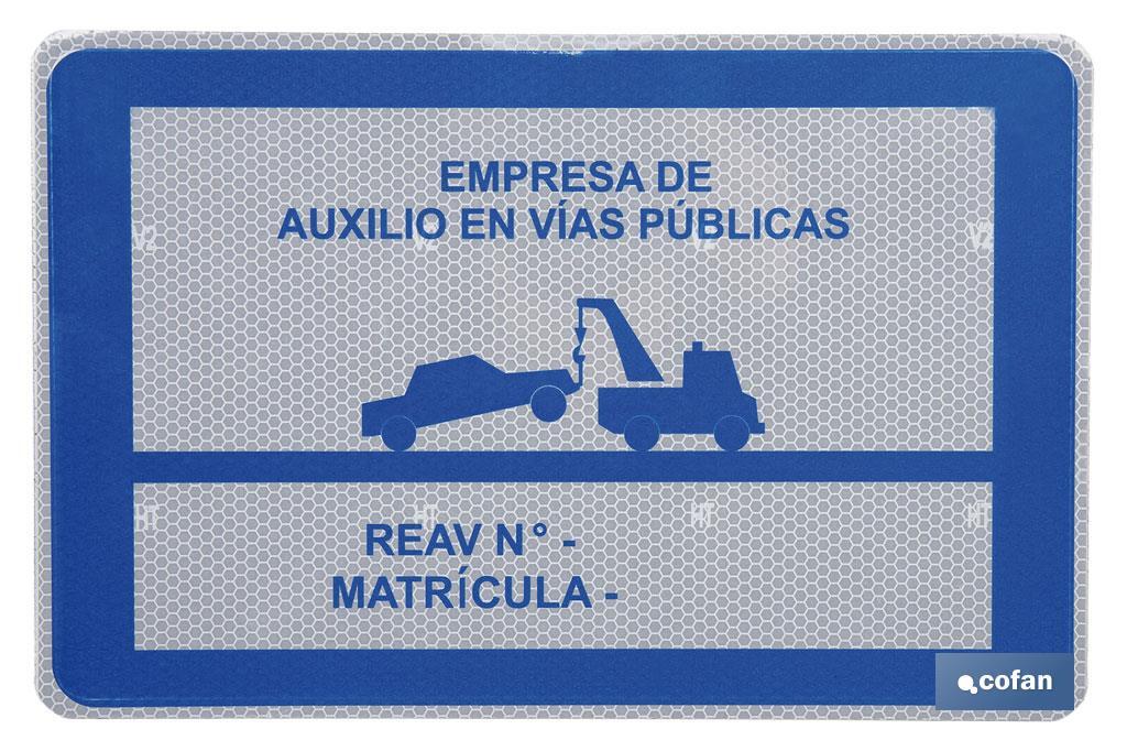 Placa V-24 homologada para Grúas de Auxilio en Carreteras