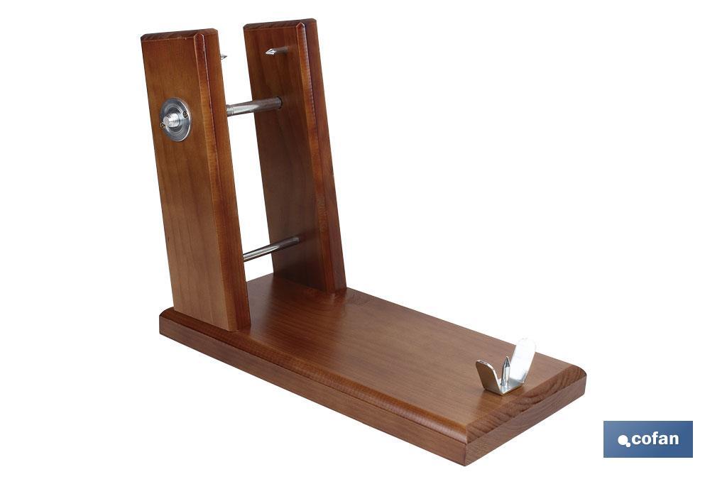 Soporte jamonero de madera con husillo de acero