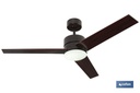 Ventilador de techo en madera con 3 aspas y luz led