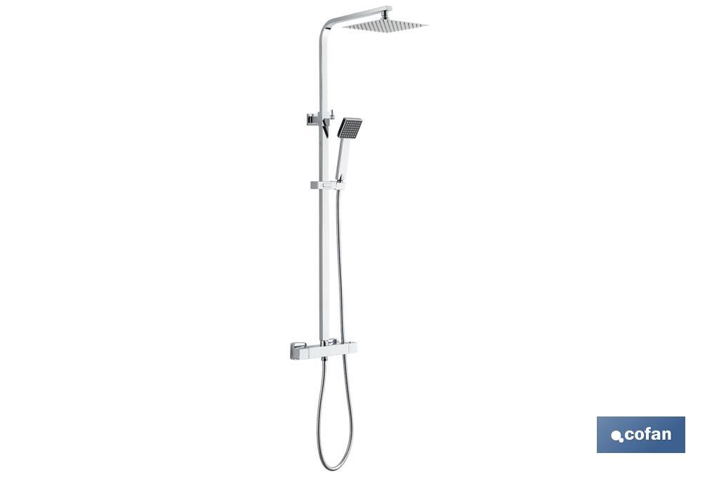 Columna de Ducha Termostática con diseño de Cabezal Cuadrado