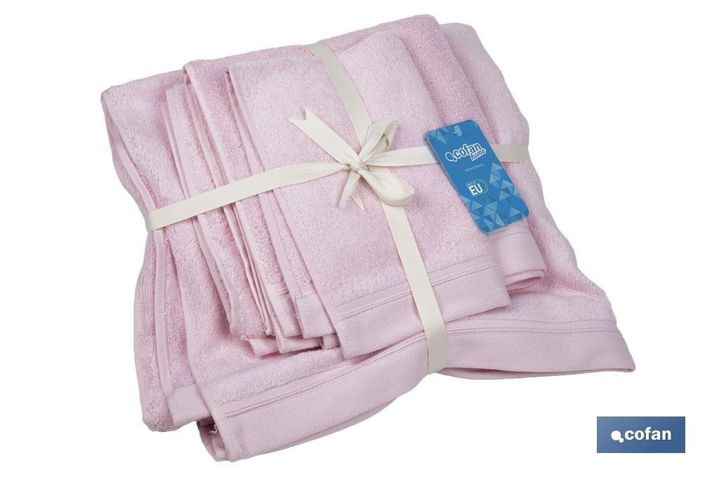 Juego de 3 toallas de color rosa claro con 580 g/m2