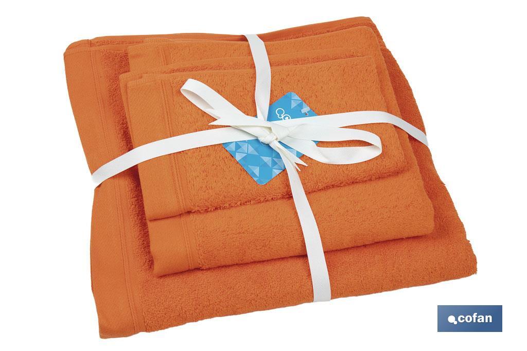 Juego de 3 toallas de color naranja (orange) con 580 g/m2