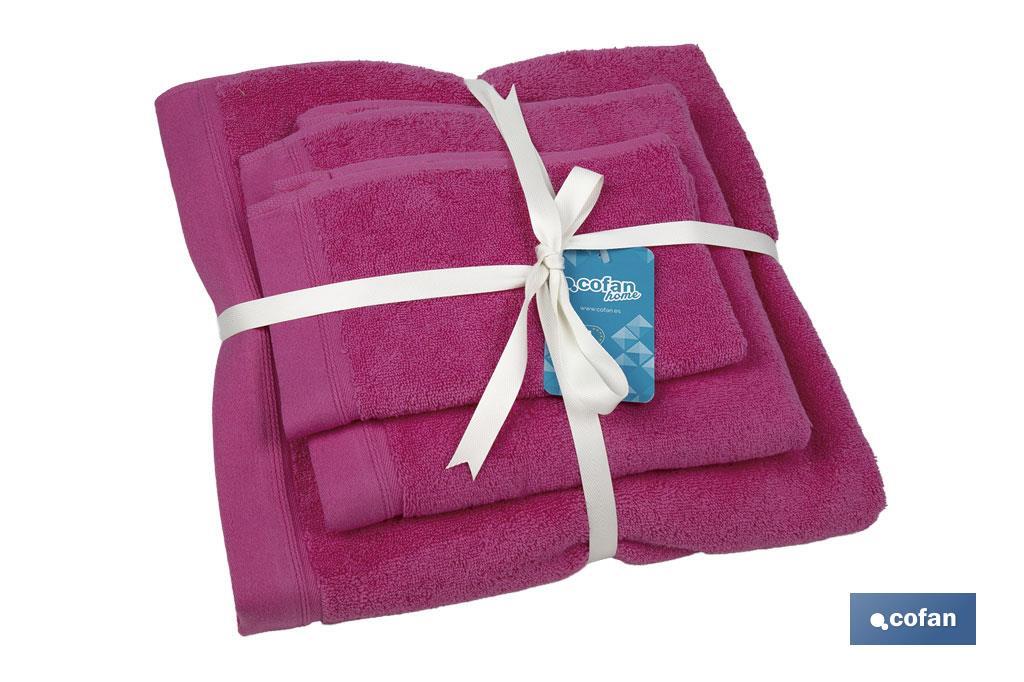 Juego de 3 toallas de color fucsia con 580 g/m2