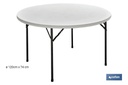 Mesa plegable redonda de color blanco