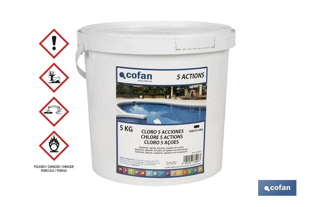 Cloro 5 Acciones para piscinas
