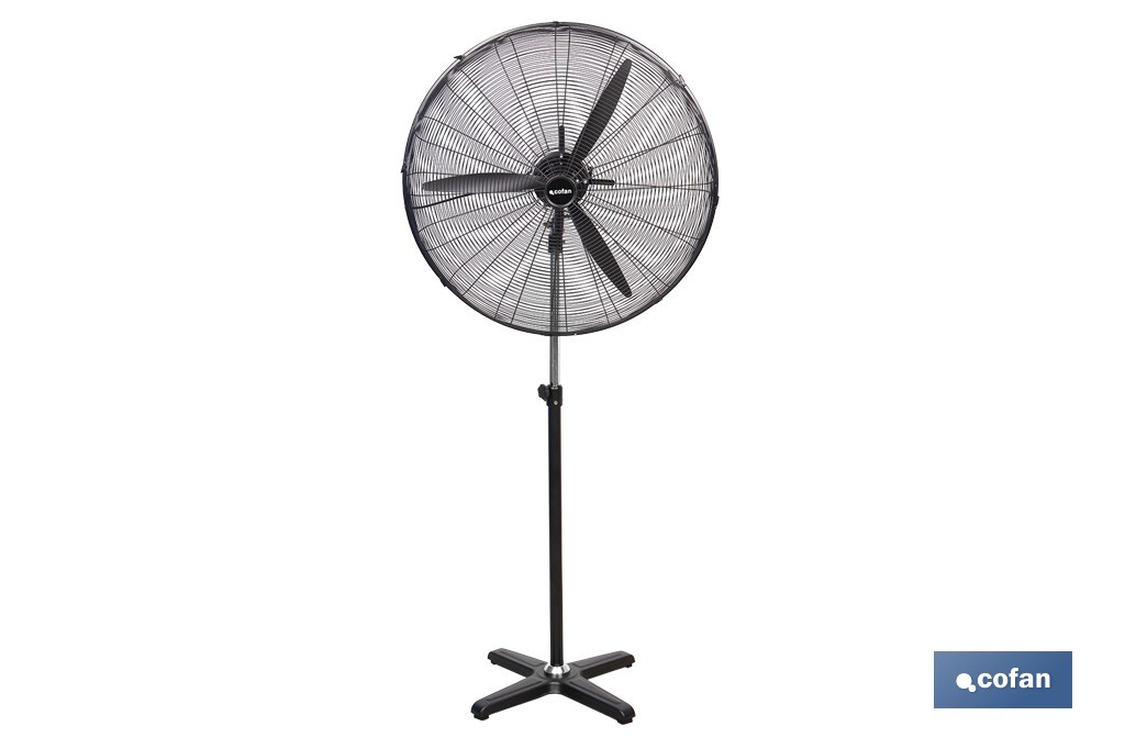 Ventilador industrial de pie con 3 velocidades en color negro