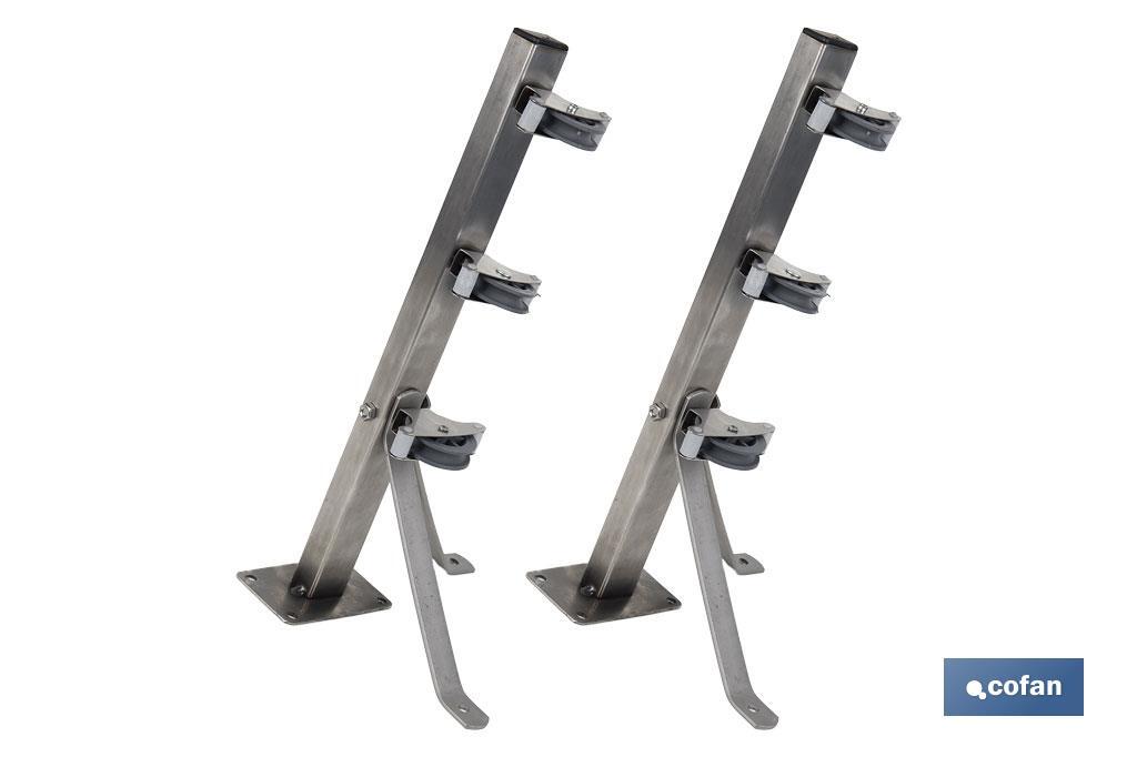 Tendedero fijo de pared de dos piezas con forma de escuadra y 3 poleas