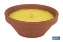 Velas aromáticas de citronela en recipiente de terracota