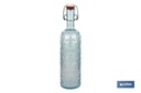 Botella de vidrio azul transparente con cierre de estribo