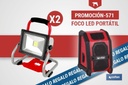Pack de 2 focos LED portátiles de batería + altavoz Bluetooth de regalo