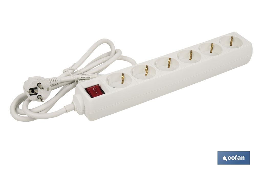 Base múltiple bipolar de 6 tomas para enchufes