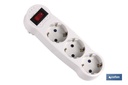 Adaptador triple Frontal Schuko con interruptor