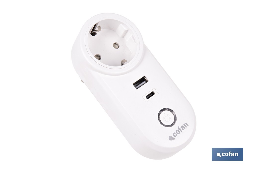 Enchufe inteligente con USB y tipo C
