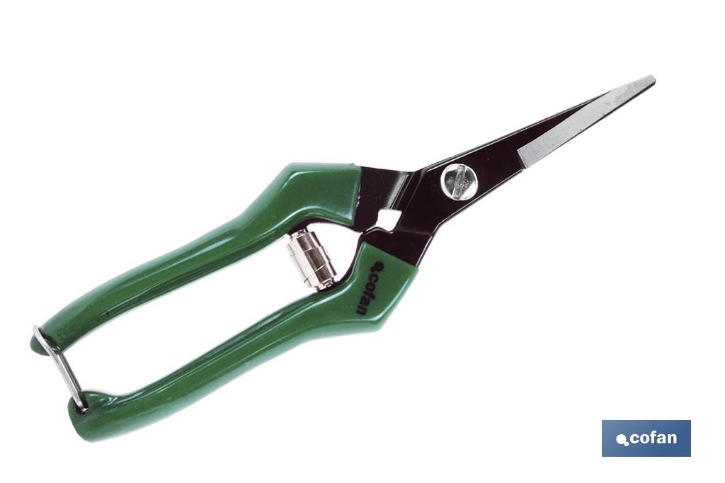 Tijeras de recolección con punta recta y longitud total de 205 mm