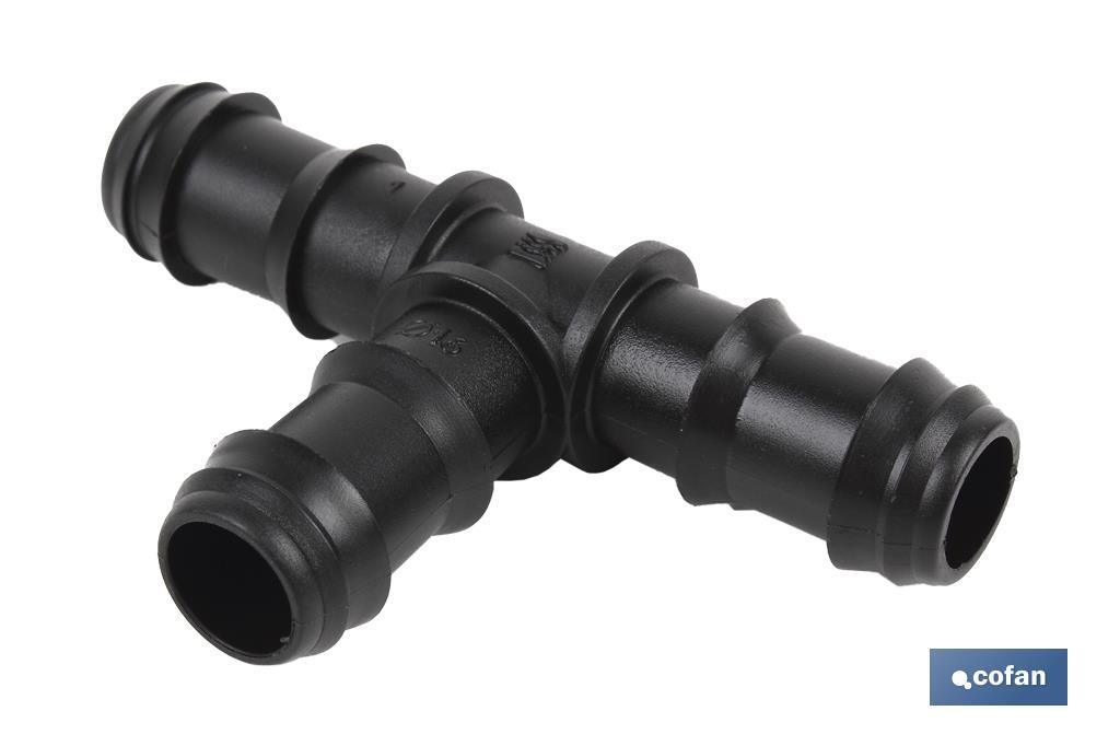 Conector en forma de T para riego por goteo