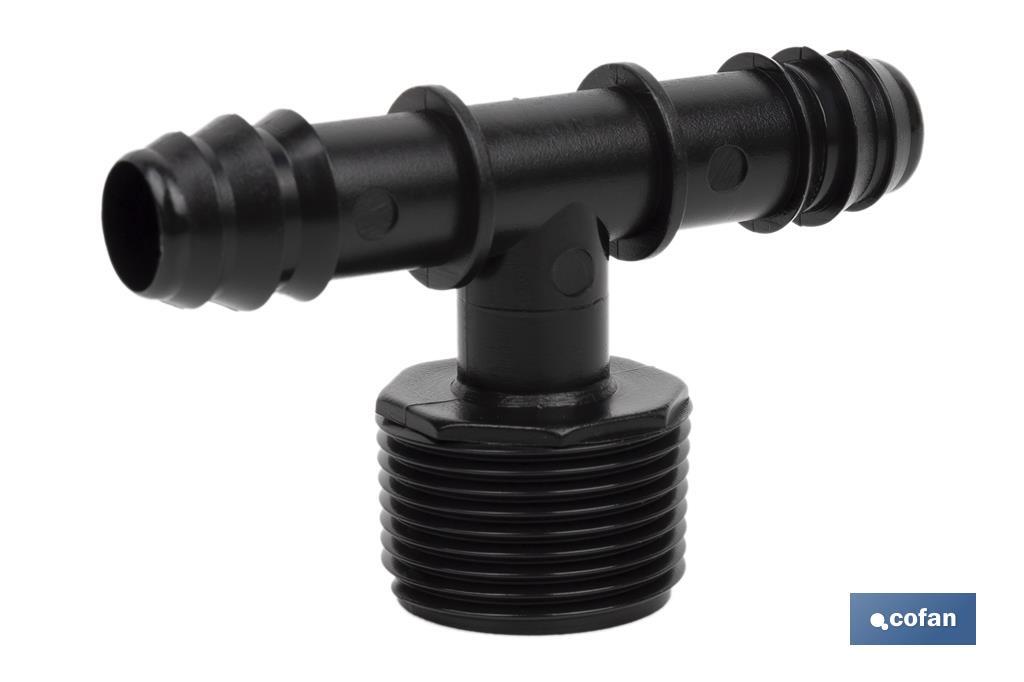 Conector T con doble empalme y rosca 3/4''