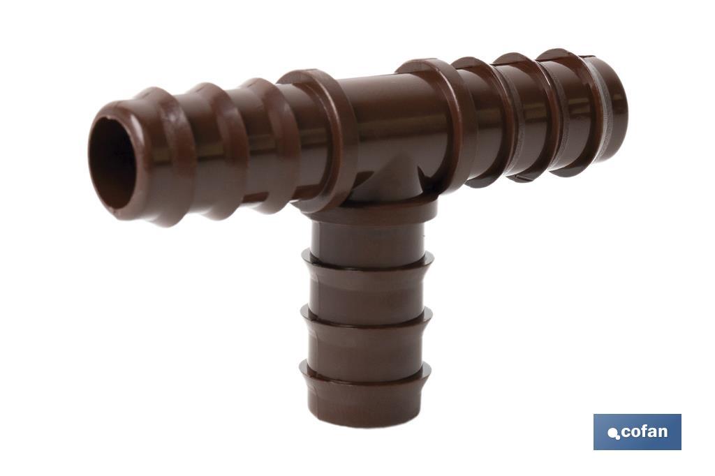 Conector en forma de T para riego por goteo