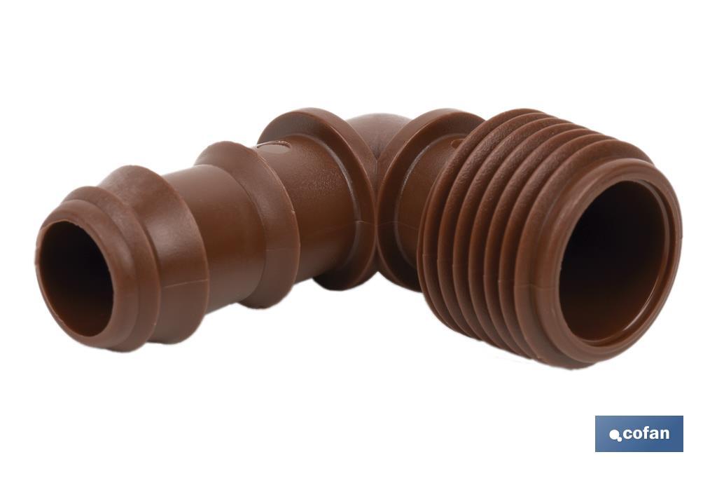 Conector en forma de Codo con Rosca Macho 3/4''