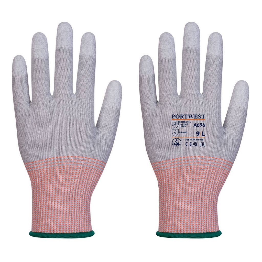 A696 - Guante anti-corte LR13 ESD con puntas cubiertas con PU - Pack de 12