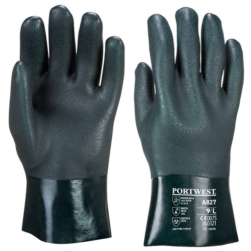 [A827GNRXL] A827 - Guante de PVC de doble inmersión, 27cm Talla XL