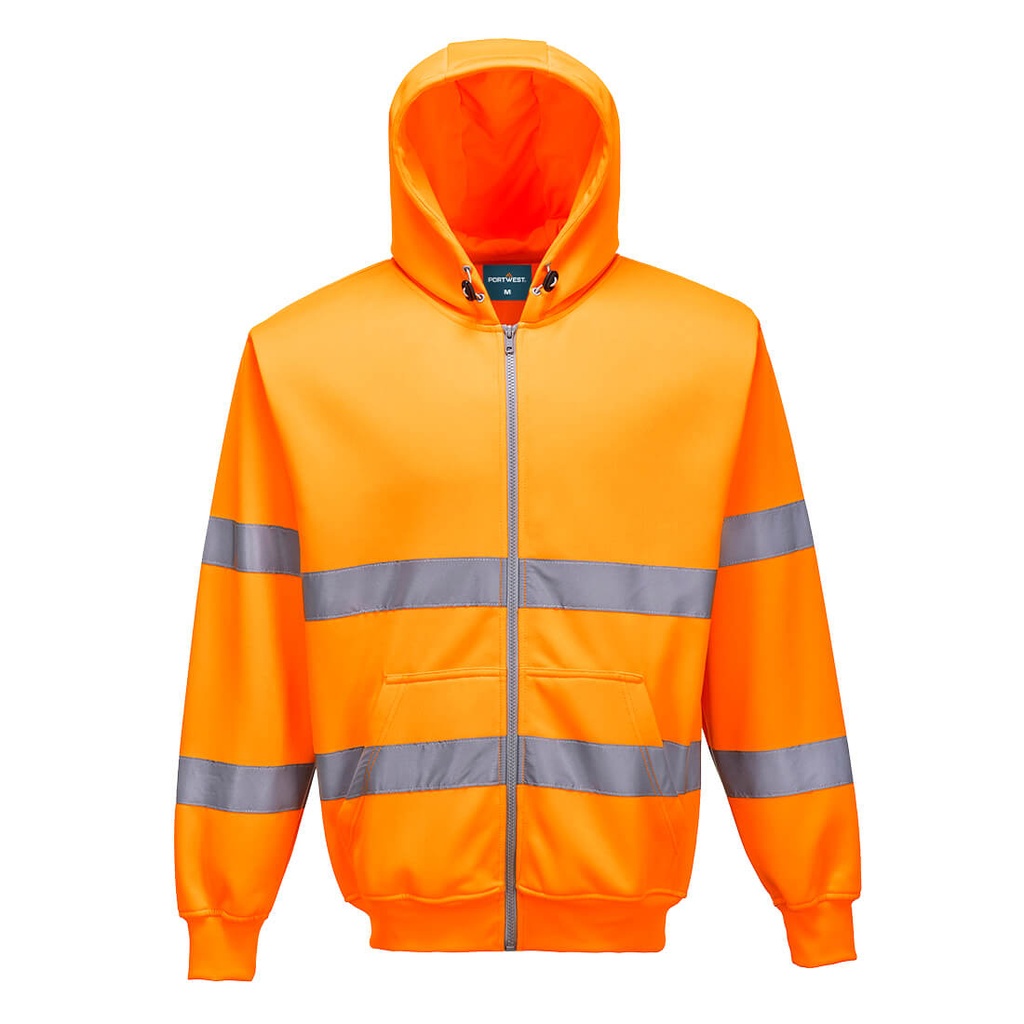 B305 - Sudadera de alta visibilidad con capucha y cremallera
