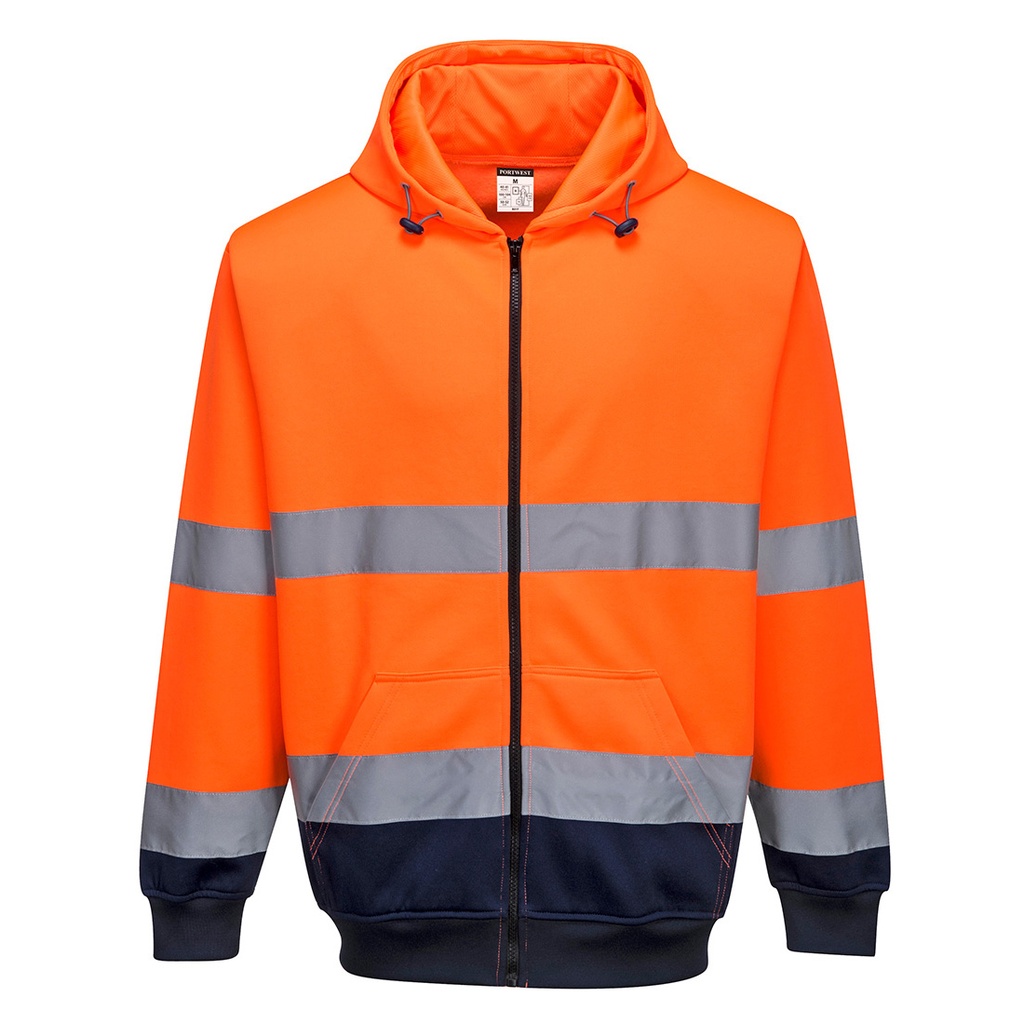 B317 - Sudadera con capucha y cremallera de alto contraste