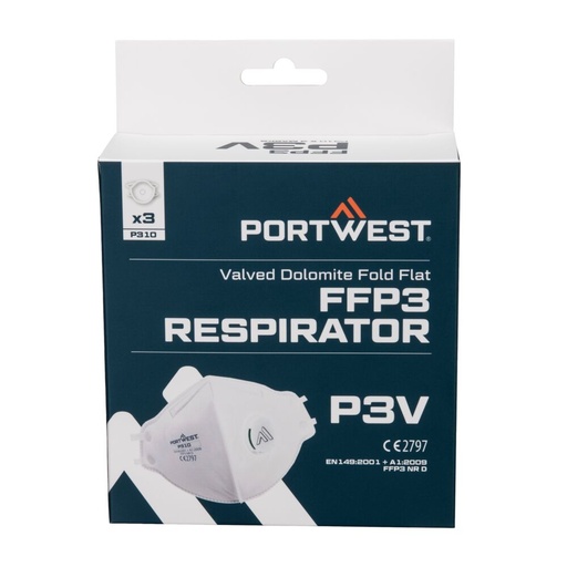 [P310WHR] P310 - Mascarilla Dolomite plegable con válvula FFP3 (Pack 3)