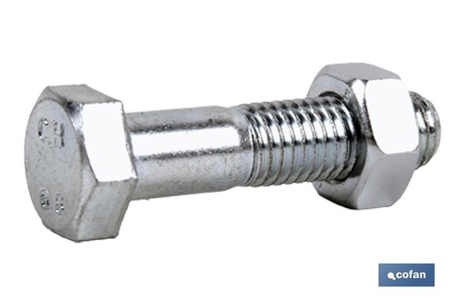 Tornillo con cabeza hexagonal + tuerca DIN-931/934