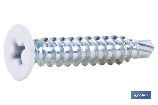 Tornillo autotaladrante cabeza extraplana Phillips Blanco