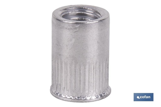 Tuercas Remachables Cilíndricas de Aluminio con Cabeza Reducida